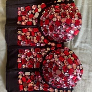 Crop top sleeveless diamond